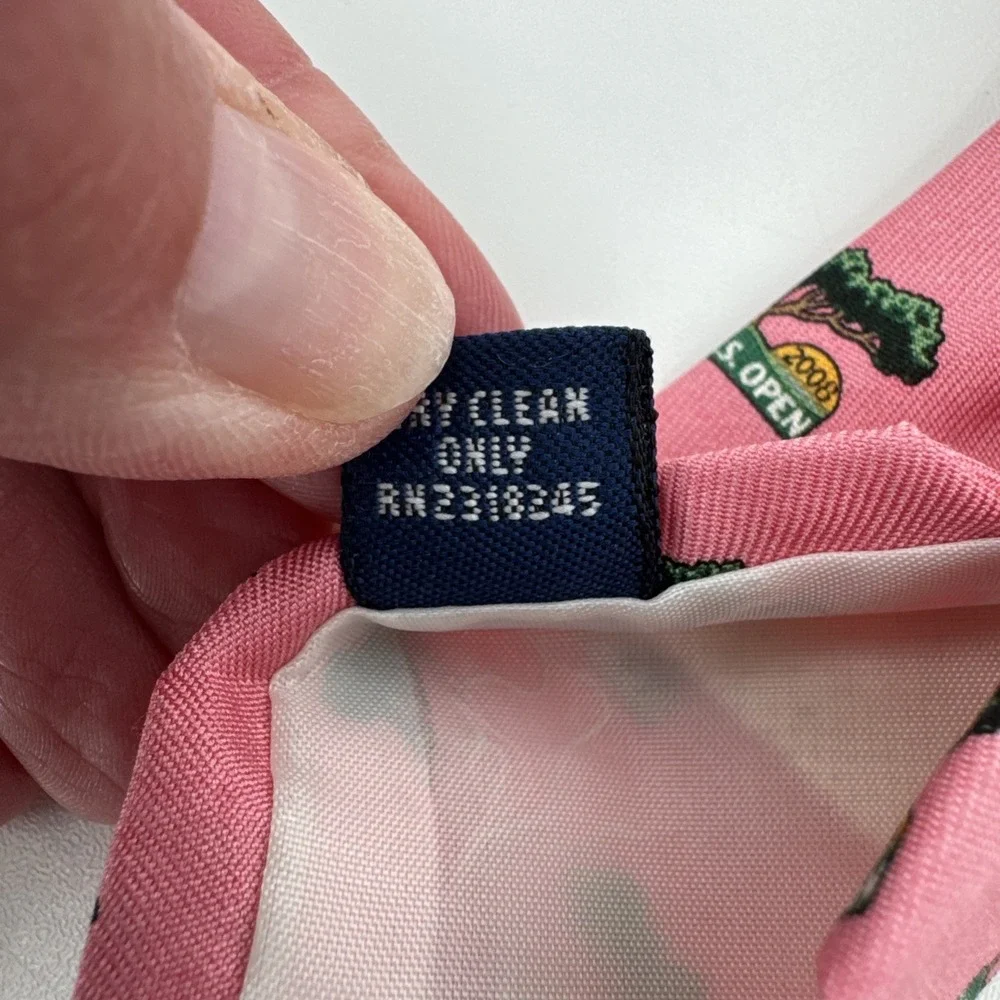 Vineyard Vines Silk Neck Tie Men's Pink 2008 US Open Golf Novelty Print USA Made